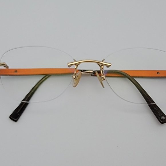 Gold & Wood Ta0v24 Mercure Rimless Eyeglasses Frame Luxembourg 49-17-130 - Picture 10 of 13